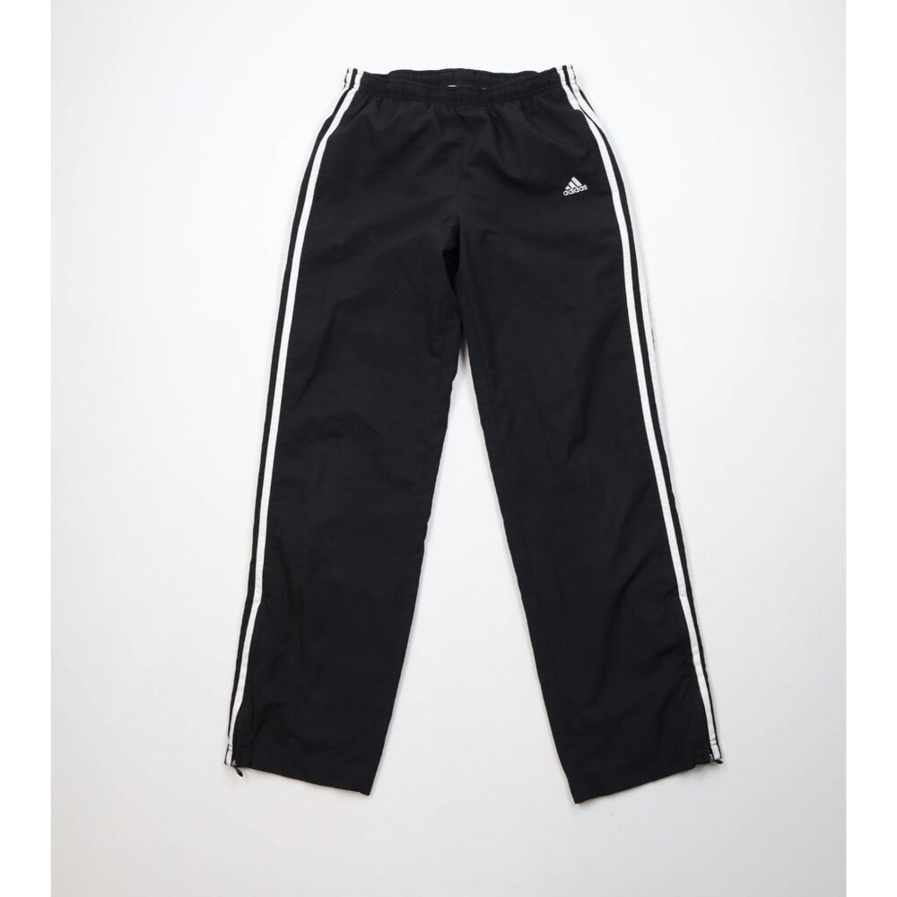 Vintage Adidas Womens Small Distressed Spell Out Striped Lined Windbreaker Pants